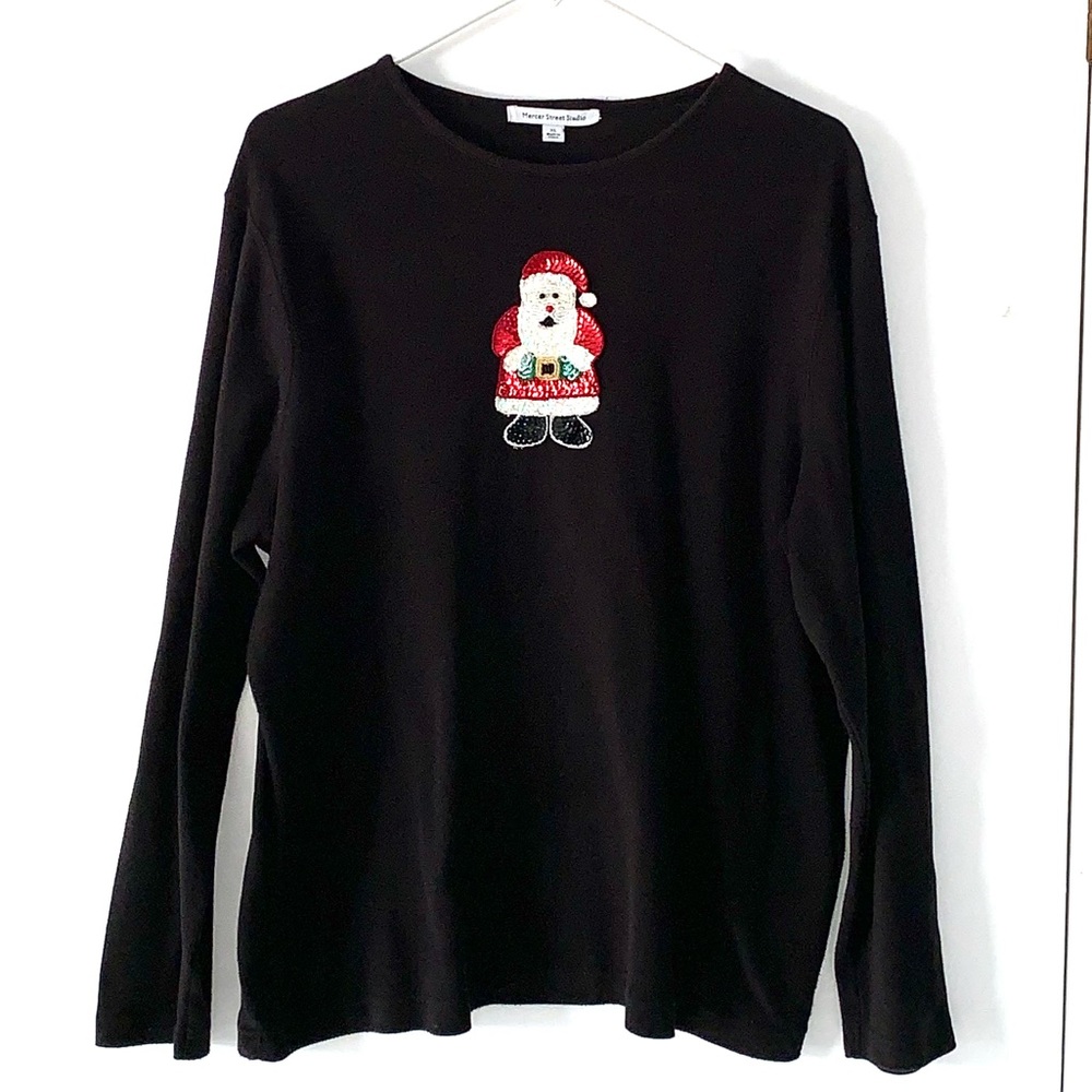 🎅🏻 Sequin Santa Clause Long Sleeve Tee-Shirt